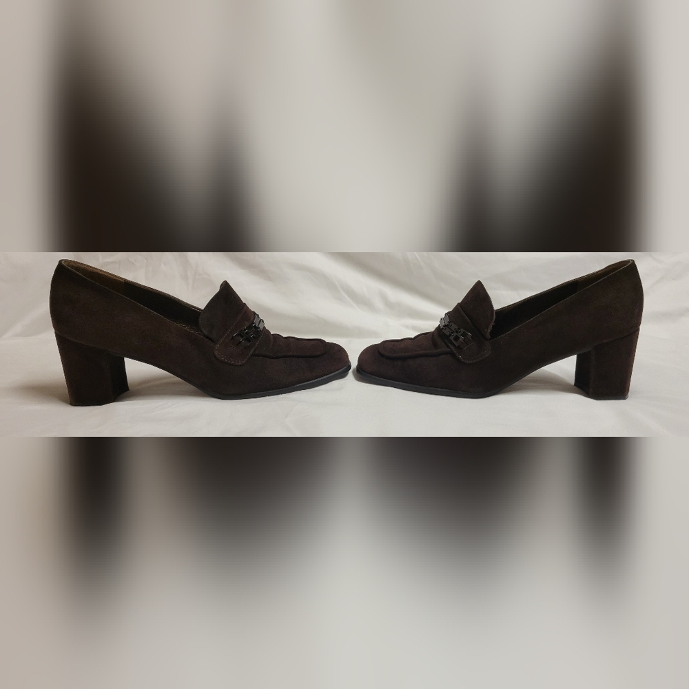 Stuart Weitzman Casual Slip On Moc Toe Pumps Brown Suede Loafer Shoes 8